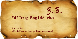 Zárug Boglárka névjegykártya